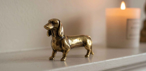 Messing dackel figur hund - messing,